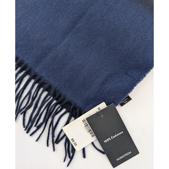 Nordstrom Navy Blue Cashmere Fringe Scarf - Picture 2 of 12